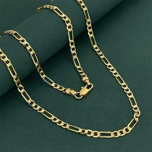 Chaîne plaquée or 24 carats, 4 mm, pour homme et femme
