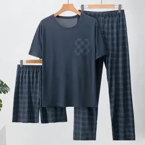 Ensemble pyjama 3 pièces pour homme - Manches courtes - Vêtement d'été léger
