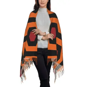 Écharpe longue classique à franges orange ZLIENSZUS pour homme