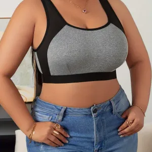 Soutien-gorge grande taille élégant à blocs de couleurs