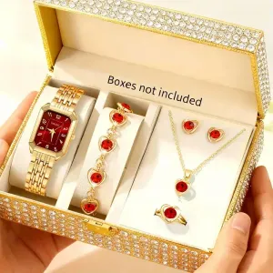 Coffret de 6 montres analogiques à quartz pour femme, style resort de luxe