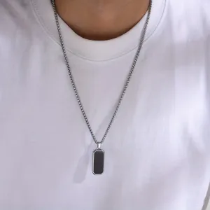 Collier pour homme en acier inoxydable 201, pendentif minimaliste noir