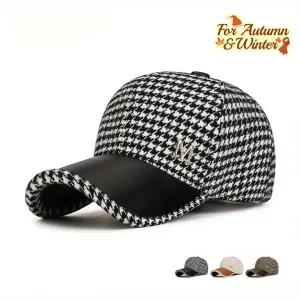 Casquette de baseball taille M, motif pied-de-poule, style coréen, idéale pour femme