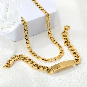 Ensemble collier et bracelet tendance et minimaliste hip-hop en acier inoxydable