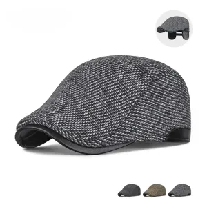 Casquette d'hiver doublée à visière pour homme et homme d'âge mûr