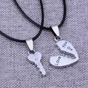 Ensemble de 2 pendentifs minimalistes en forme de cœur