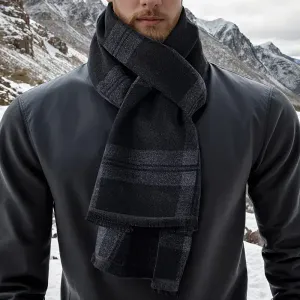 Écharpe d'hiver chaude pour homme en laine - Motif rayé élégant