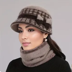 Bonnet d'automne-hiver orné d'un nœud, tendance et polyvalent