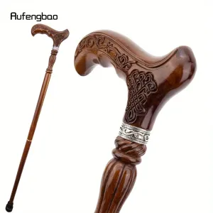 Bâton décoratif en bois marron à nœud chinois | Canne en bois pour cosplay de vampire
