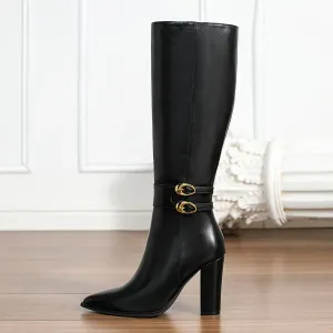 Bottes hautes à bout pointu style européen et américain pour femme
