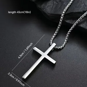 Collier homme tendance en acier inoxydable avec croix et chaîne serpent ronde