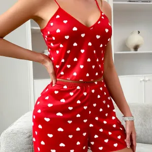 Pyjama d'été 2 pièces pour femme - Short à bretelles sexy et chemise de nuit