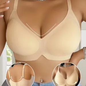 Soutien-gorge grande taille pour femme, col en V, effet chair