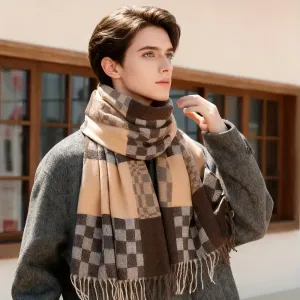 Écharpe épaisse à carreaux pour homme - Châle long et chaud, résistant