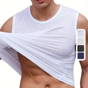 Débardeur d'été pour homme, style ajouré, séchage rapide, idéal pour la course