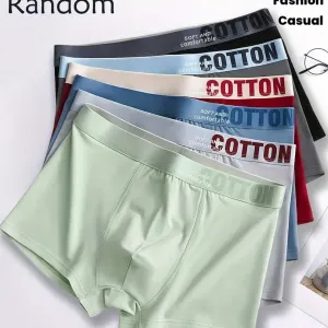 Lot aléatoire de 6 boxers pour homme, couleur unie, en coton