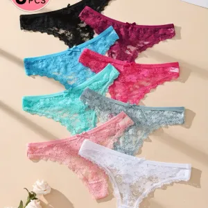 Lot de 6 strings en dentelle pour femme, emballés aléatoirement