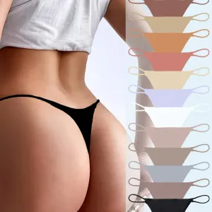 Lot de 12 culottes unies, sexy, taille basse, douces et confortables