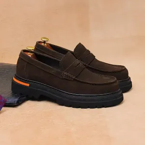 Mocassins homme à enfiler, semelle épaisse, style britannique