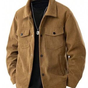 Veste Coupe-Vent Décontractée en Velours Côtelé pour Homme